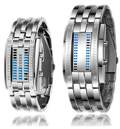 RELOJ BINARIO FUTURISTA EN ACERO