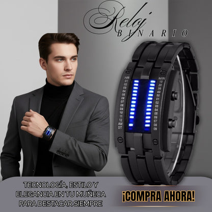 RELOJ BINARIO FUTURISTA EN ACERO